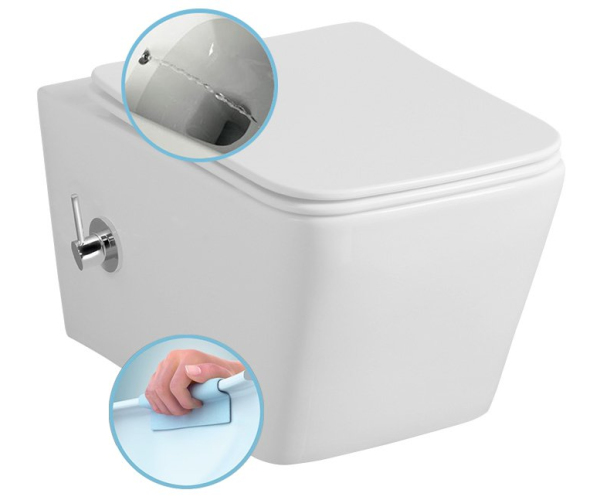 Sapho Porto Cleanwash Závěsná Wc Mísa Rimless, Integrovaná Baterie A Bidet. Sprška, 