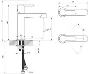 Umyvadlová stojánková baterie Puri PU 014.01 - PU 014.21BLM Umyvadlová stojánková baterie 190 mm bez výpusti, černá matná X070505