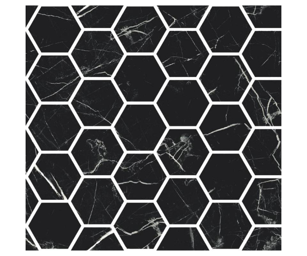 Mozaika jako mramor Fioranese Marmorea Port Laurent effect MOSAICO ESAGONI 30x30 Luc. Rett. - černá