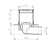 411l-pv Boční D50 S Límcem, Nerezová Mřížka 100x100mm 04880-PVB50N-L1