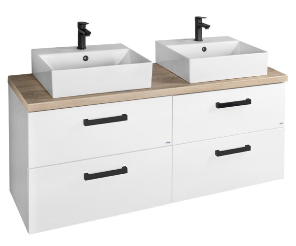 Aqualine Vega Sestava Koupelnového Nábytku, š. 125 Cm, Bílá/dub Platin