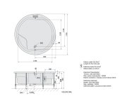 Polysan Royal Round Hydromasážní Vana, 172x172x49cm, Highline Hydro, Chrom