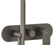 Podomítková baterie Eleganta EL 065, s přepínačem, se setem, pro R-box - EL 065.20GB.O2.RB07D.+S Podomítková baterie 2-cestná bez tělesa, se sprchovým setem, grafit kartáčovaný X070337