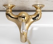 Sapho Kirké Crystal Nástěnná Vanová Baterie, Páčka Krystal, Zlato