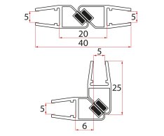 Aqualine Set Magnetických Těsnění 45°pro Sklo 5/5mm, 1850mm (2ks)