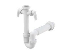 Alc-a44d - Dřezový Sifon S Převlečnou Maticí 6/4 A Dvěma Přípojkami  Pr.50 - Alca Plast