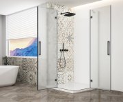 Gelco Trinity Black čtvercový Sprchový Kout 900x900mm, Rohový Vstup, Matné Sklo