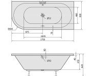 Polysan Viva R Asymetrická Vana 175x80x47cm, černá Mat