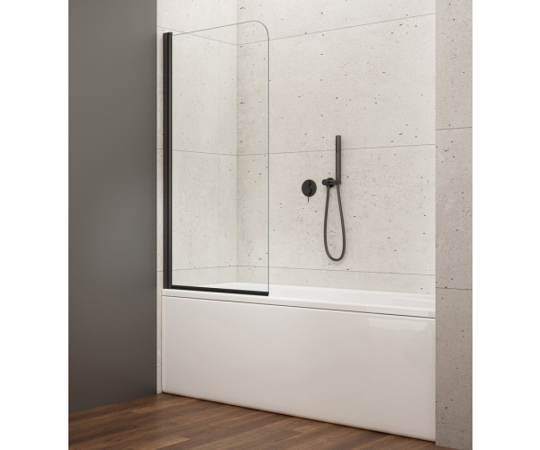 Aqualine Vilma Vanová Zástěna 600x1400mm, černá, čiré Sklo