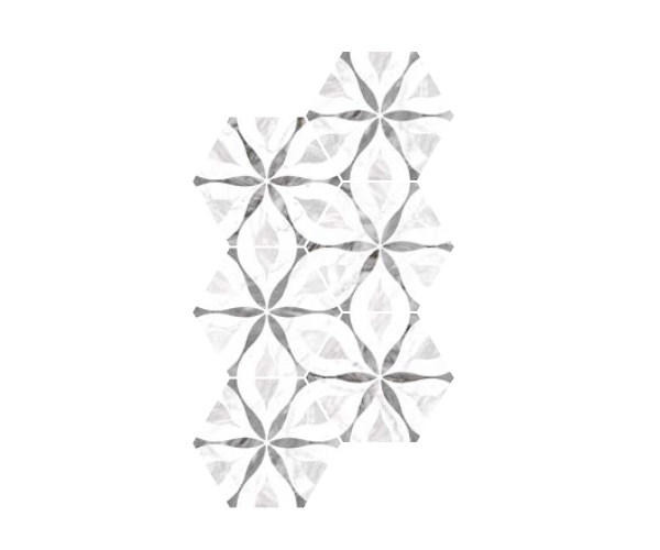 Vzorovaná dlažba Equipe Bardiglio Hexagon Decor Flower 17,5x20