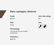 Dlažba jako dřevo Marazzi Vero Castagno 11x54 Chevron - tmavě hnědá