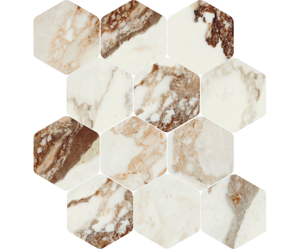Mozaika jako mramor Ascot Kobe Mosaico Esagona T12 Calacatta Viola 30x34,7 Luc. Rett.