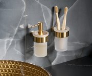 Gedy Pirenei Dávkovač Mýdla 110 Ml, Mléčné Sklo, Zlato Mat