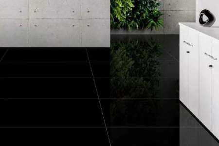 Černá dlažba s lesklým povrchem Deceram Puro Nero Extra Black 60x60 cm
