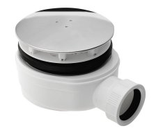 Polysan Vaničkový Sifon, Průměr 90mm, Dn40, Extra Nízký, Krytka Nerez Lesk