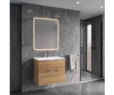 Sapho Set Koupelnová Skříňka Cirasa 60cm S úzkým Umyvadlem A Led Zrcadlem, 2x Zásuv