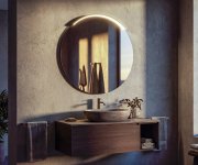 Aqualine Bord Kulaté Zrcadlo S Broušenou Hranou ø 80cm, Cu Free