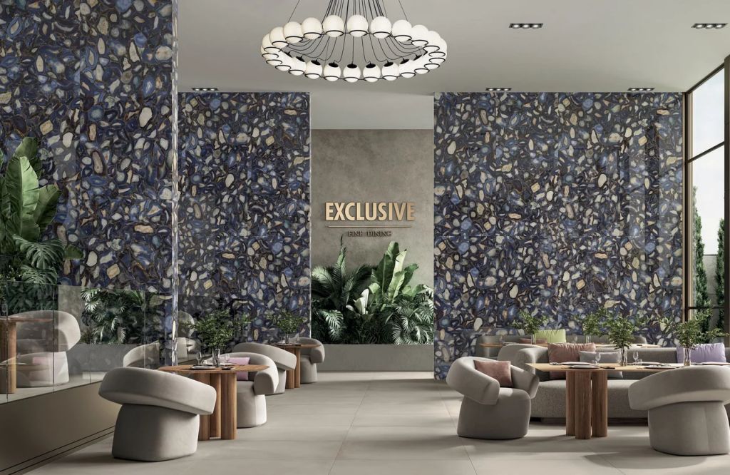 Realizace Realizace restaurace s modrým a světlým obkladem Gems a Snow ze serie Anima Wonder