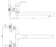 Aqualine 35 Nástěnná Baterie, Ramínko Ploché 220mm, Chrom
