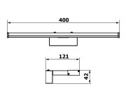 Sapho Chicago Led Svítidlo, 400x120mm, 8w, 230v, Ip44, Plast, černá Mat