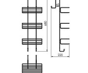 Gedy Chrom Line Polička Do Sprchy Závěsná, 240x680x220mm, Chrom