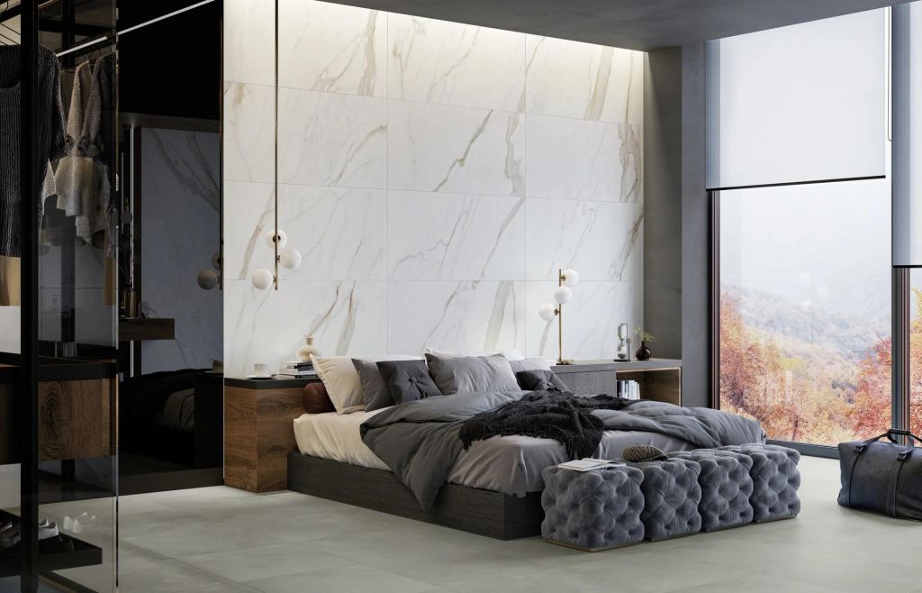 Realizace Obklad jako mramor ze série Mirage Jolie Calacatta Select 60x120