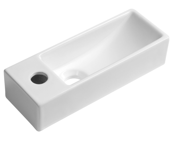 Sapho Aqua Mini Keramické Umývátko 38x14cm, Otvor Pro Baterii Vlevo, Bílá