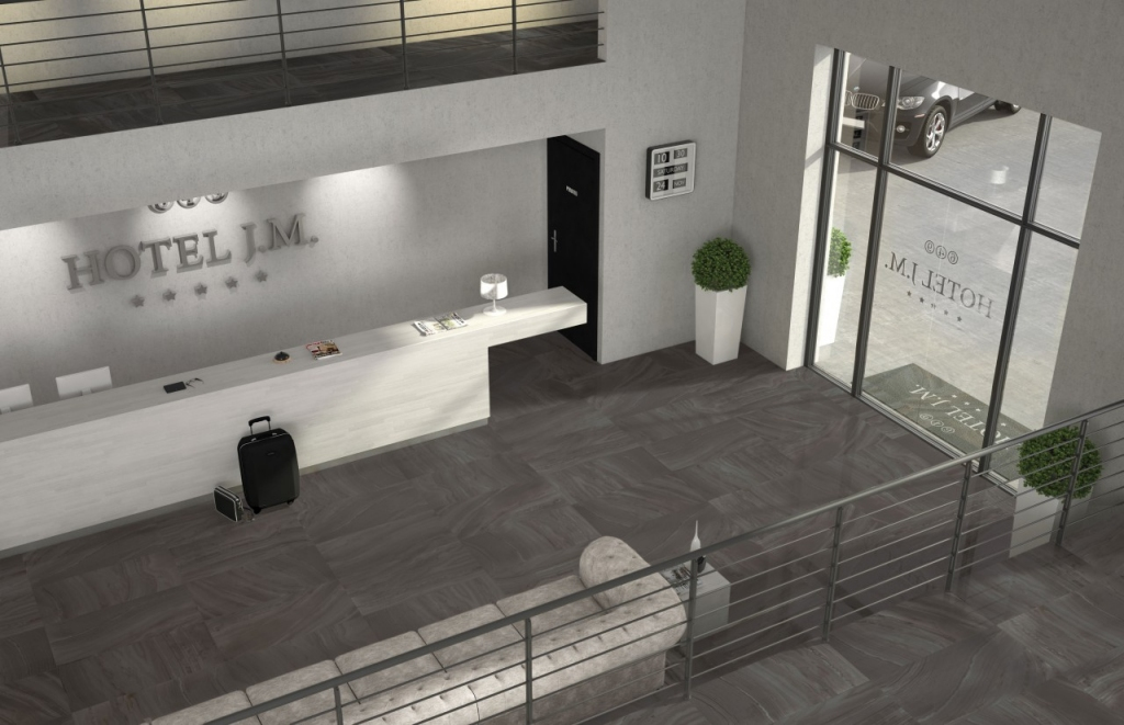 Realizace Dlažba Riverland odstínu Black 50x100 Rett