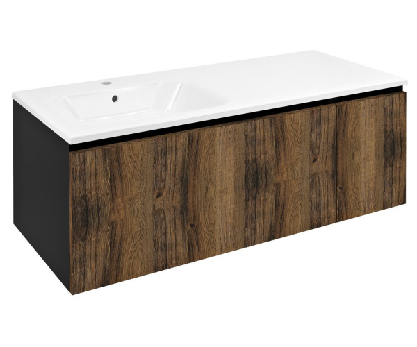 Sapho Lorea Skříňka 120x46x51,5cm (90+30cm), Levá, Dub Collingwood/černá Mat