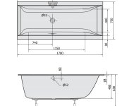 Polysan Cleo Slim Obdélníková Vana 170x75x48cm, Bílá