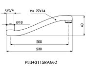 Ramínko Pákové Baterie Plu3115-z, Ploché Tvarované, 200 Mm PLU+3115RAM-Z