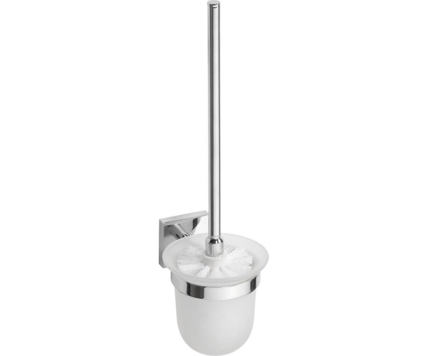 Sapho X-square Wc štětka Závěsná, Mléčné Sklo, Chrom