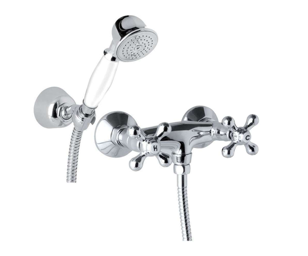 Mereo Sprchová Nástěnná Baterie, Retro Viktorie, 100 Mm, S Příslušenstvím, Chrom