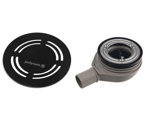 Polysan Flexia Vaničkový Sifon, Průměr 90mm, Dn40, Kruhová Krytka černá