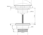 Silfra Umyvadlová Výpust 5/4“, Neuzavíratelná, Velká Zátka, 5-55mm, Zlato Mat