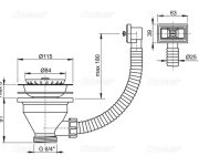 Výpust Dřezová 6/4" S Nerezovou Mřížkou Pr.115 Mm A Flexi Přepadem ALC-A38