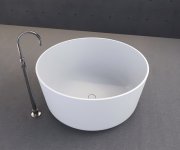 Polysan Estatis Volně Stojící Vana Litý Mramor ø110x51cm, Bílá Mat