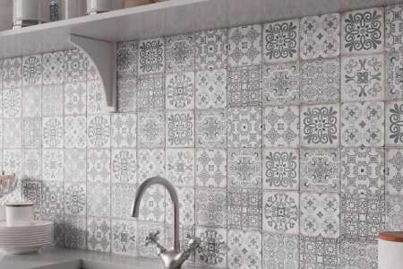 Koupelna s obklady El Barco Patine Gris Decor 15x15