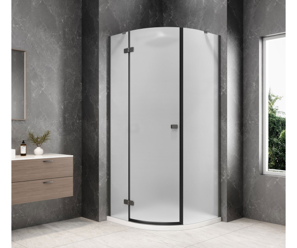 Polysan Globe Gun Metal čtvrtkruhový Sprchový Kout 900x900mm, Matné Sklo, Levé