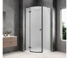 Polysan Globe Gun Metal čtvrtkruhový Sprchový Kout 900x900mm, Matné Sklo, Levé