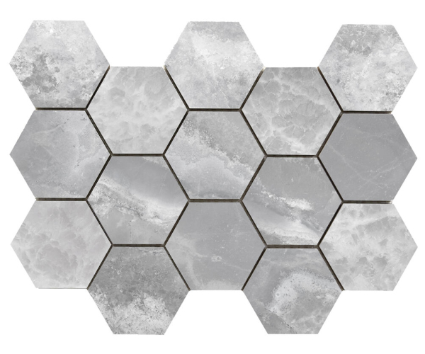 Mozaika jako mramor Cifre Lixium Hexagon Ample Grey 32,5x22,5 Luc. Rett. - šedá