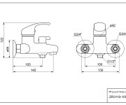 Zora, Vanová Stěnová Baterie S Keram.přep., Bez Sprchové Sady, Rozteč 100 Mm ZR3110-100KER