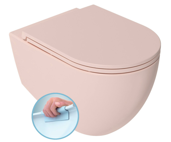 Isvea Infinity Závěsná Wc Mísa, Rimless, 36,5x53cm, Růžová Salmon