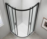 Polysan Easy Black čtvrtkruhová Sprchová Zástěna 800x800mm, L/r, čiré Sklo