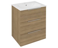 Sapho Cirasa Umyvadlová Skříňka 59,2x75x46cm, 3x Zásuvka, Dub Cuneo