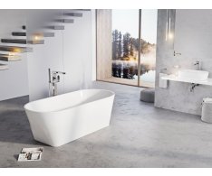 Vana Solo - Vana Solo 178x80, volně stojící, bílá, krytka přepadu a odtoku černá