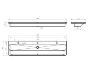 Nofer Závěsný Umývací žlab 1800x130x450mm, Nerez Mat