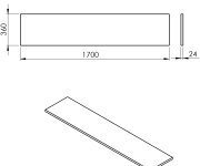 Sapho Plato Deska Rockstone 1700x24x360mm, Bílá Mat