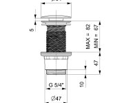 Sapho Umyvadlová Výpust 5/4“, Neuzavíratelná, Velká Zátka, 10-80mm, Abs/bílá