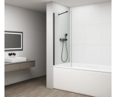 Polysan Fisa Vanová Zástěna 700x1500mm, černá Mat, čiré Sklo